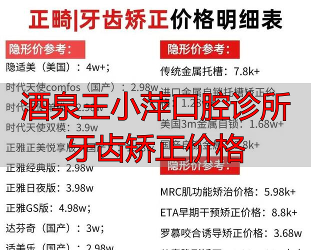 酒泉市口腔诊所_酒泉王小萍口腔诊所牙齿矫正价格_酒泉矫正牙齿多少钱